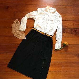 Black Midi Skirt w/ Belt Loops
